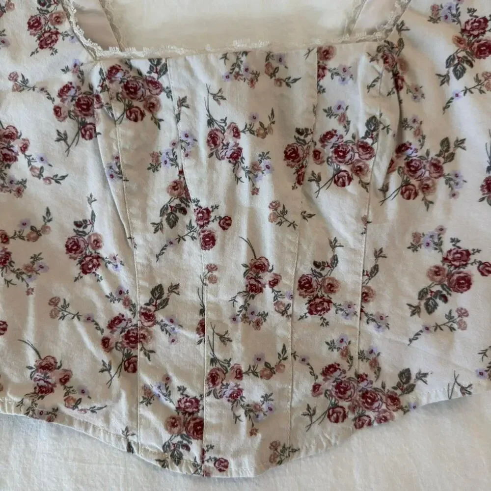 White and pink floral corset